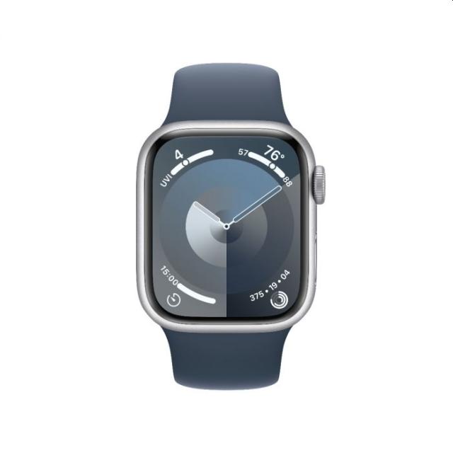 Часовник Apple Watch Series 9 GPS + Cellular 41mm Silver Stainless Steel Case with Storm Blue Sport Band - S/M