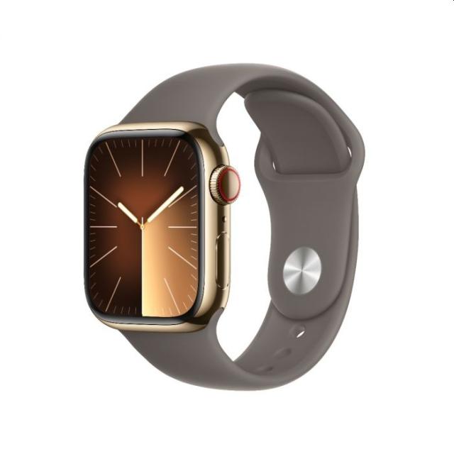 Часовник Apple Watch Series 9 GPS + Cellular 41mm Gold Stainless Steel Case with Clay Sport Band - S/M