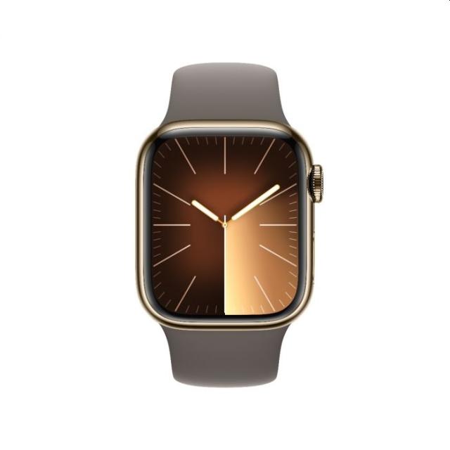 Часовник Apple Watch Series 9 GPS + Cellular 41mm Gold Stainless Steel Case with Clay Sport Band - M/L
