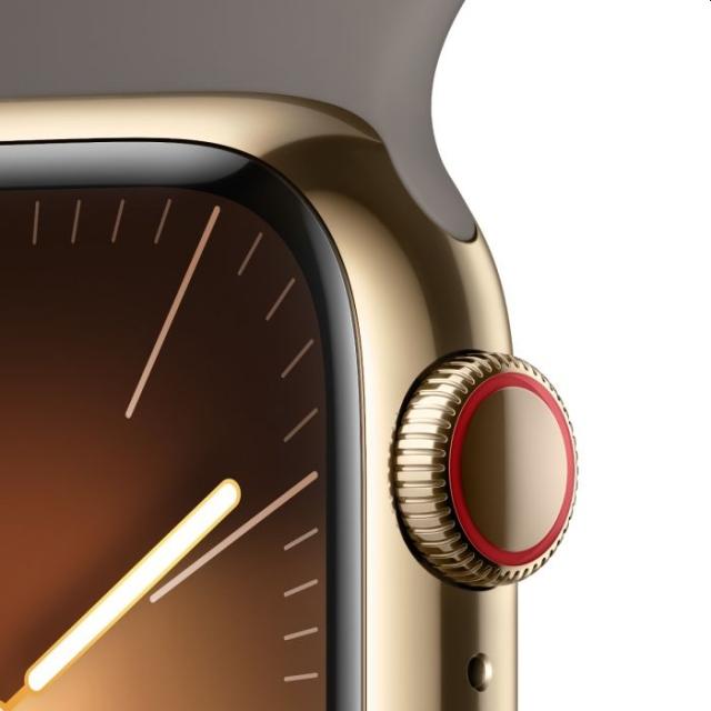 Часовник Apple Watch Series 9 GPS + Cellular 41mm Gold Stainless Steel Case with Clay Sport Band - M/L