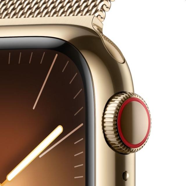 Часовник Apple Watch Series 9 GPS + Cellular 41mm Gold Stainless Steel Case with Gold Milanese Loop