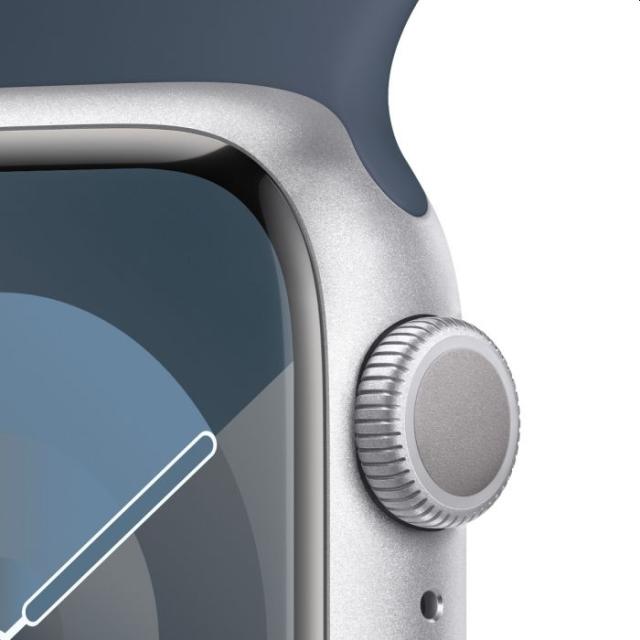 Часовник Apple Watch Series 9 GPS 41mm Silver Aluminium Case with Storm Blue Sport Band - M/L