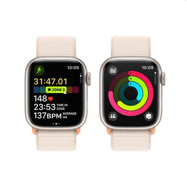 Часовник Apple Watch Series 9 GPS 41mm Starlight Aluminium Case with Starlight Sport Loop
