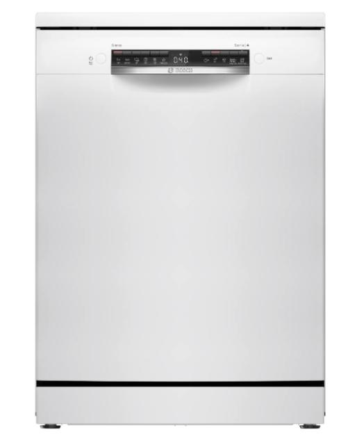 Съдомиялна Bosch SMS4HVW02E SER4 Free-standing dishwasher, D, Polinox, 9,0l, 14ps, 6p/5o, 46dB(C), Silence 45dB, 3rd drawer, Rackmatic, white, HC