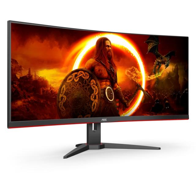 Монитор AOC CU34G2XE/BK, 34" Curved 1500R VA WLED, 3440x1440@144Hz, 4ms GtG, 1ms MPRT, 300 cd/m2, 3000:1, DCR 80M:1, Adaptive Sync, FlickerFree, Low Blue Light, Tilt, HDMI, 2xDP