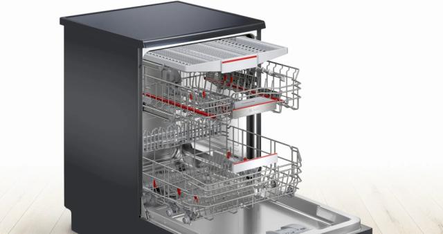 Съдомиялна Bosch SMS6ECC00E SER6 Free-standing dishwasher, B, EcoDrying, 9,0l, 14ps, 8p/5o, 42dB(B), Silence 41dB, 3rd drawer, Extra Clean Zone, black inox, HC