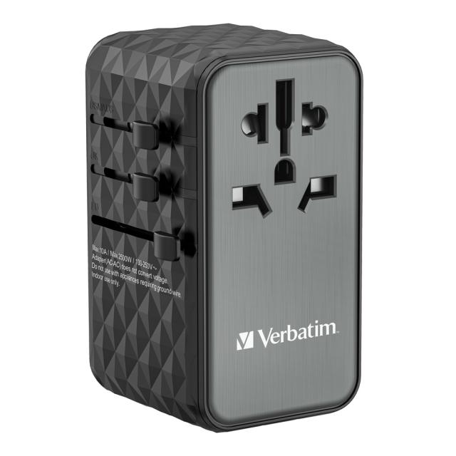 Адаптер Verbatim UTA-06 GaN III Universal Travel Adapter with 2 x USB-C PD 100W & QC 4+ / 2 x USB-A QC 3.0