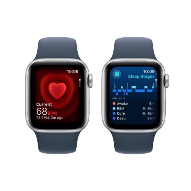 Часовник Apple Watch SE2 v2 Cellular 40mm Silver Alu Case w Storm Blue Sport Band - S/M