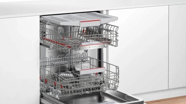 Съдомиялна Bosch SMV6ZCX03E SER6 Intelligent dishwasher fully integrated, C, Zeolith, 9,0l, 14ps, 8p/5o, 39dB(B), Silence 38dB, 3rd basket, Extra Clean Zone, TimeLight, display, HC, interior light