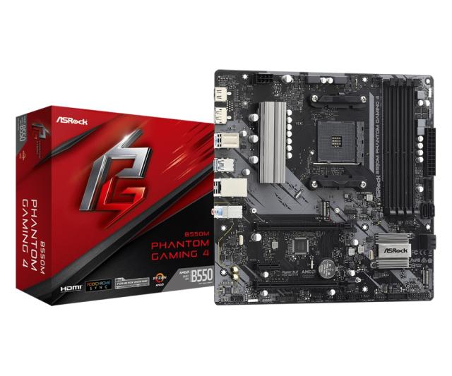 Дънна платка Asrock B550M Phantom Gaming 4 + Lanberg Wireless Network Card USB adapter NC-1200-WIE AC1200 Dual Band