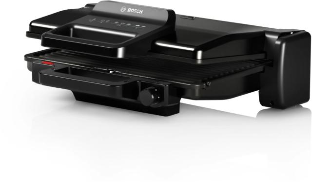Контактен грил Bosch TCG3323, Contact grill 3 in 1, 2000 W,  Removable aluminum grill plates with non-stick ceramic coating, black