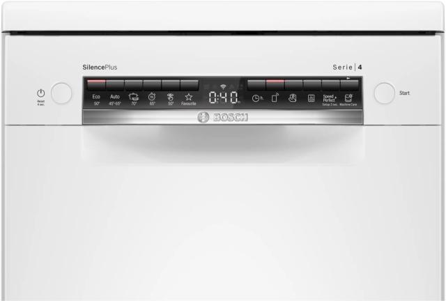 Съдомиялна Bosch SPS4EMW24E SER4 Free-standing dishwasher 45cm, C, EcoDrying, 8,9l, 10ps, 6p/5o, 44dB(B), Silence 42dB, 3rd drawer, Rackmatic, white, HC
