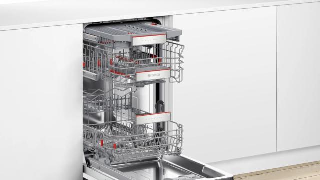 Съдомиялна Bosch SPV6EMX05E SER6 Dishwasher fully integrated 45cm, C, EcoDrying, 8,9l, 10ps, 6p/5o, 44dB(B), Silence 42dB, 3rd drawer, TimeLight, interior light, HC