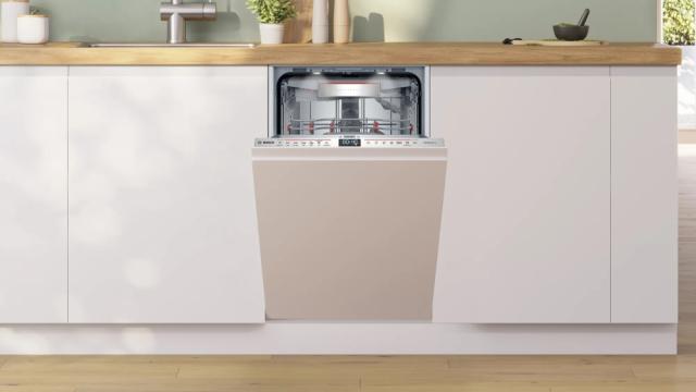 Съдомиялна Bosch SPV6YMX08E SER6 Dishwasher fully integrated 45cm, B, Zeolith, EcoDrying, 8,5l, 10ps, 6p/5o, 43dB(C), Silence 41dB, 3rd drawer, TimeLight, interior light, HC