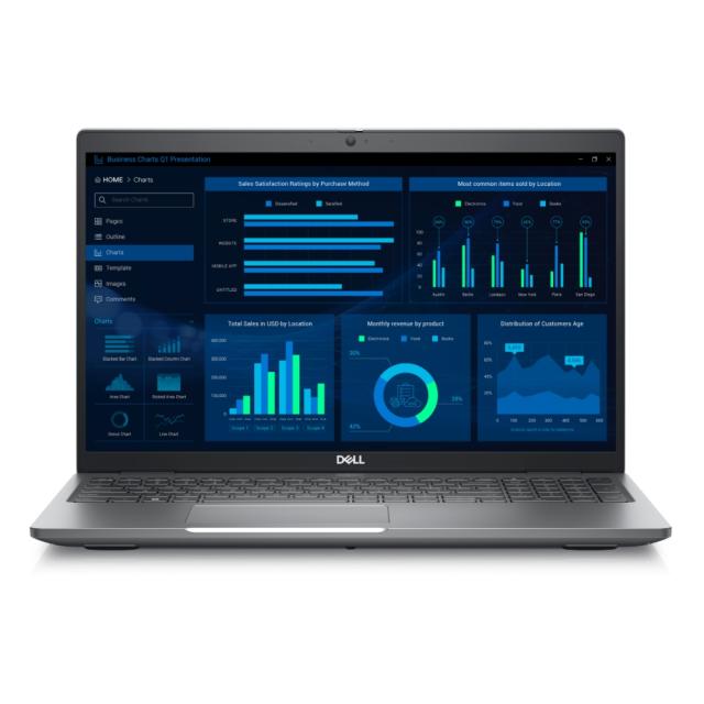 Лаптоп Dell Precision 3581, Intel Corei7-13800H vPro (24MB, 14Cores, 2.5 - 5.2 GHz Turbo), 15.6" FHD (1920x1080), 400 nits, IR Cam, 32GB, 2x16GB 5200MT/s DDR5, 512GB, M.2 2230, Gen 4, NVIDIA RTX 2000 Ada Generation 8GB GDDR6, Wi-Fi 6E, BT, FPR, Backl