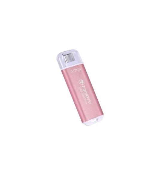Твърд диск Transcend 512GB, USB External SSD, ESD300P, USB 10Gbps, Type C, Pink