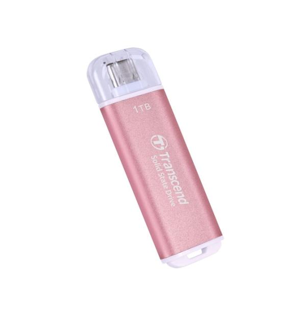 Твърд диск Transcend 1TB, USB External SSD, ESD300P, USB 10Gbps, Type C, Pink