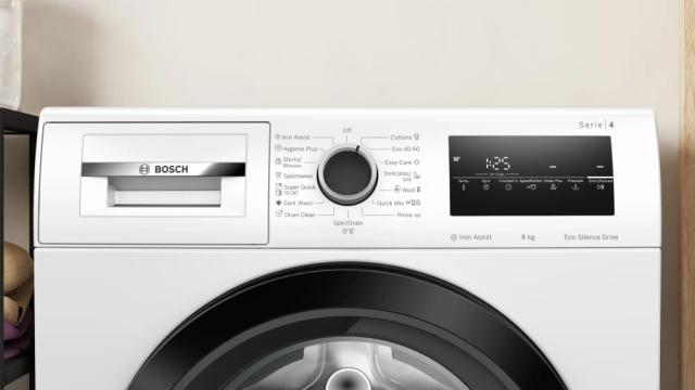 Пералня Bosch WAN28270BY SER4 Washing machine 8kg, A, 1400rpm, 51/72dB(A), Iron Assist, waveDrum 65l, 7 options, Hygiene Plus, \black-blackgrey grey door