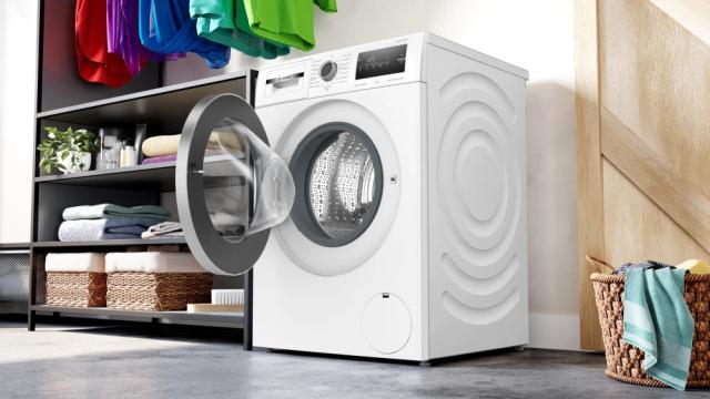Пералня Bosch WAN28164BY SER4 Washing machine 8kg, A, 1400rpm, 51/72dB(A), Iron Assist, waveDrum 65l, 6 options, Sportswear, silver-blackgrey door