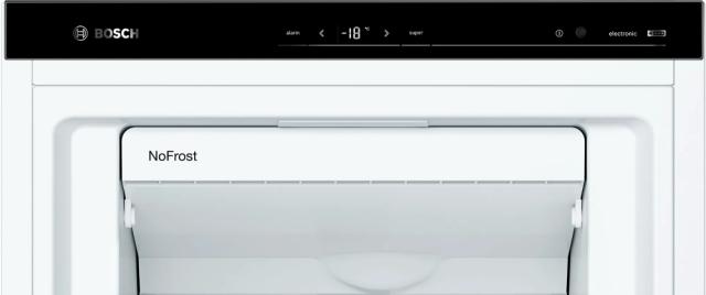 Фризер Bosch GSN58AWDP SER6 FS upright freezer, NoFrost, D, 191/70/65cm, 366l, 38dB(C), IC, 5 drawers (1 BigBox), 3 shelfs, IceTwister, handle, white