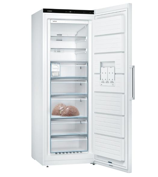 Фризер Bosch GSN58AWDP SER6 FS upright freezer, NoFrost, D, 191/70/65cm, 366l, 38dB(C), IC, 5 drawers (1 BigBox), 3 shelfs, IceTwister, handle, white
