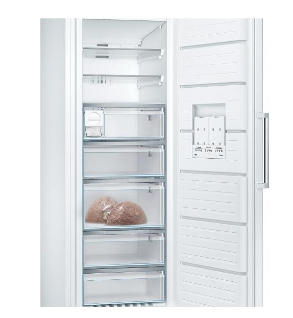 Фризер Bosch GSN58AWDP SER6 FS upright freezer, NoFrost, D, 191/70/65cm, 366l, 38dB(C), IC, 5 drawers (1 BigBox), 3 shelfs, IceTwister, handle, white