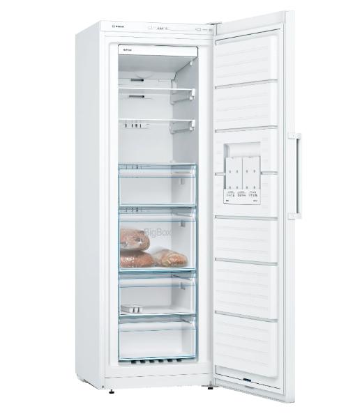 Фризер Bosch GSN33VWEP SER4 FS upright freezer, NoFrost, E, 176/60/65cm, 225l, 39dB(C), IC, 4 drawers (1 BigBox), 3 shelfs, handle, white