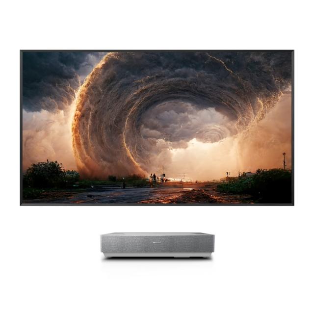Телевизор Hisense 100" 100L5HD, 4K Ultra HD 3840x2160, Laser TV, 2500 nit, Cont. 2400:1, HDR 10, HLG, Dolby Atmos, 2 x 15W Sound System, Smart TV, WiFi 5GHz, BT, 4xHDMI, 2xUSB, LAN, CI+, DVB-T2/C/S2, 100" Screen included, Black