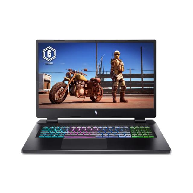 Лаптоп Acer Nitro 5, AN17-51-7593, Intel Corei7-13700H (3.70GHz up to 5.00GHz, 24MB), 17.3" QHD (2560x1440) IPS, 165Hz, 16GB DDR5 (1 slot free), 1024GB PCIe SSD, RTX 4060 8GB GDDR6, Wi-Fi 6e, BT 5.1, HD Mic&Cam, RGB Backlit KB, Free DOS