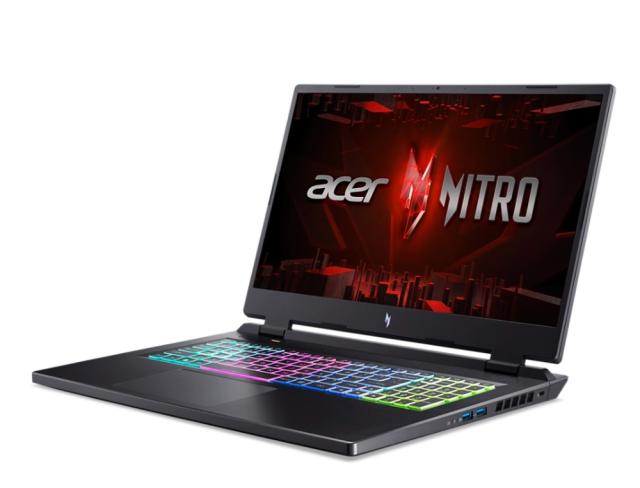 Лаптоп Acer Nitro 5, AN17-41-R11K, AMD Ryzen 7 7840HS (3.80GHz up to 5.10GHz, 24MB), 17.3" QHD (2560x1440) IPS, 165Hz, 16GB DDR5, 1024GB PCIe SSD, RTX 4070 8GB GDDR6, Wi-Fi 6e, BT 5.1, HD Mic&Cam, RGB Backlit KB, No OS, Black+Philips 32PHS6