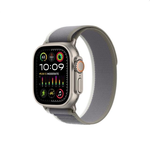 Часовник Apple Watch Ultra 2 GPS + Cellular, 49mm Titanium Case with Green/Grey Trail Loop - S/M