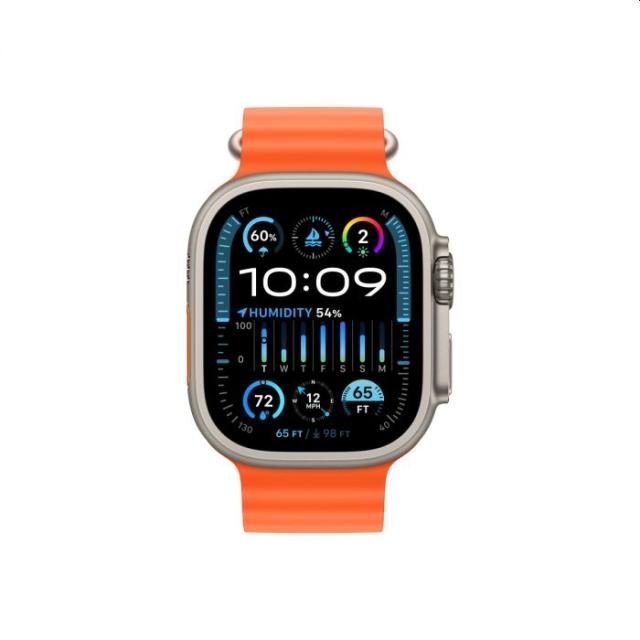 Часовник Apple Watch Ultra 2 GPS + Cellular, 49mm Titanium Case with Orange Ocean Band