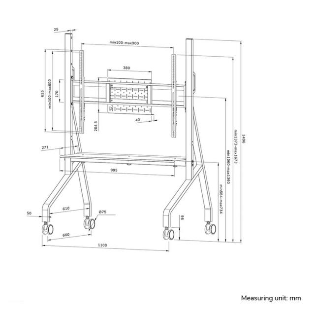 Стойка Neomounts by Newstar Move Go Mobile Floor Stand (fast install, height adjustable) 