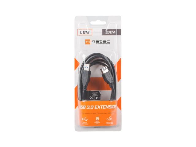Кабел Natec Cable Extreme Media USB-A M/F 3.0 CABLE 1.8M Black