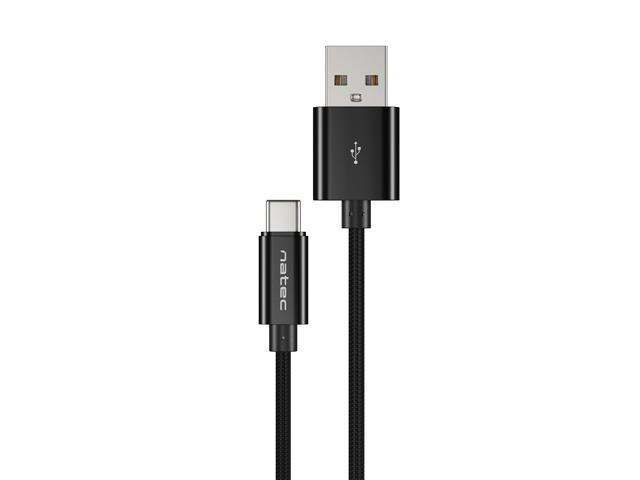 Кабел Natec USB-C(M) -> USB-A (M) 2.0 cable 1m. Black nylon