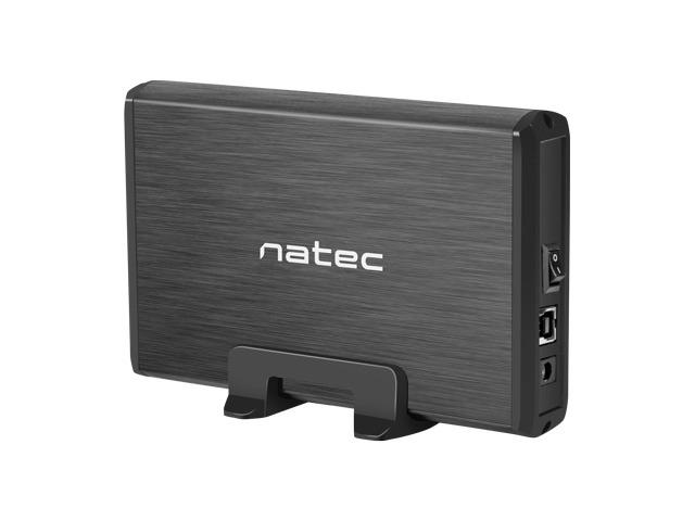 Кутия за твърд диск Natec EXTERNAL HDD/SSD ENCLOSURE RHINO SATA 3.5" USB 2.0 ALUMINUM Black