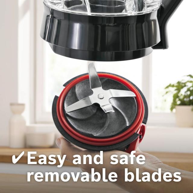 Блендер Bosch MMB6177S Series 4, VitaPower Blender, 1200 W, Glass ThermoSafe jug 1.5 l, Tritan ToGo bottle 0.6 l, Two speed settings and pulse function, ProEdge stainless steel blades made in Solingen, Silver