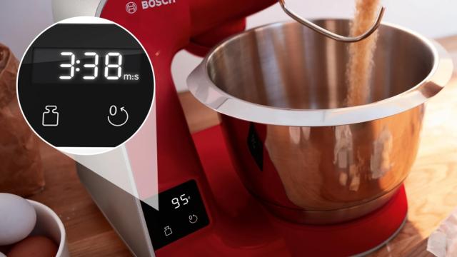Кухненски робот Bosch MUM5X720, Kitchen Machine with scale, MUM5, 1000 W, 3D PlanetaryMixing, Stainless steel mixing bowl, additional accessories included, Red, Silver