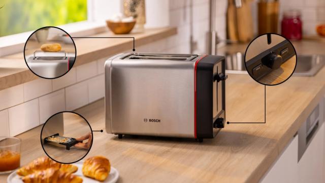 Тостер Bosch TAT6M420, MyMoment Compact toaster, 970 W, Auto power off, Defrost and reheat setting, Integrated warming grid, High lift, Stainless steel