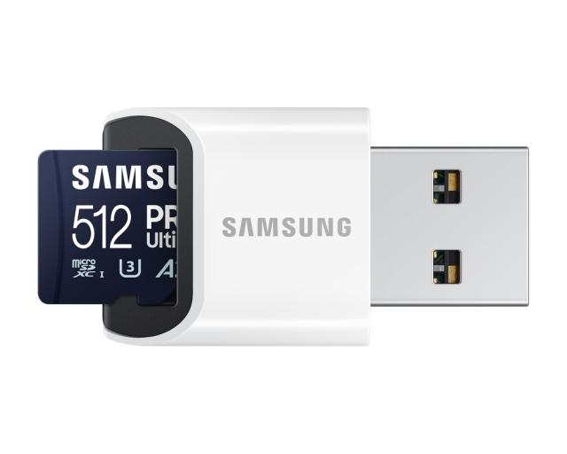 Памет Samsung 512GB micro SD Card PRO Ultimate with USB Reader , UHS-I, Read 200MB/s - Write 130MB/s, U3, V30, A2