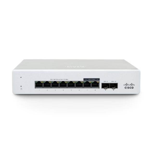 Комутатор Cisco Meraki MS130-8X Cloud Mgd. 6GE + 2x(2.5GE) 120W PoE Switch