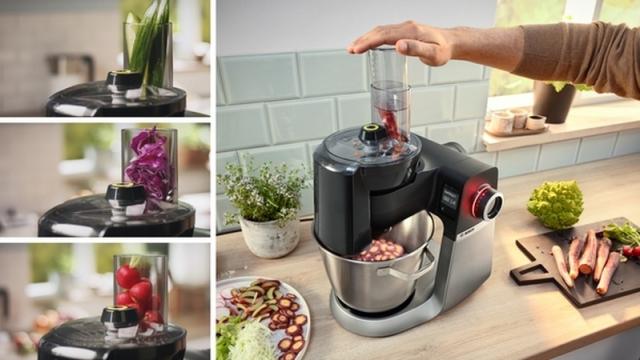 Кухненски робот Bosch MUMS6ZS34, Compact Kitchen Machine with scale, MUM6, 3D Planetary Mixing, 1600 W, Professional pastry set, ThermoSafe Blender, Meat mincer,  4 discs, Extra large 5.5L stainless steel bowl, Jet black matt