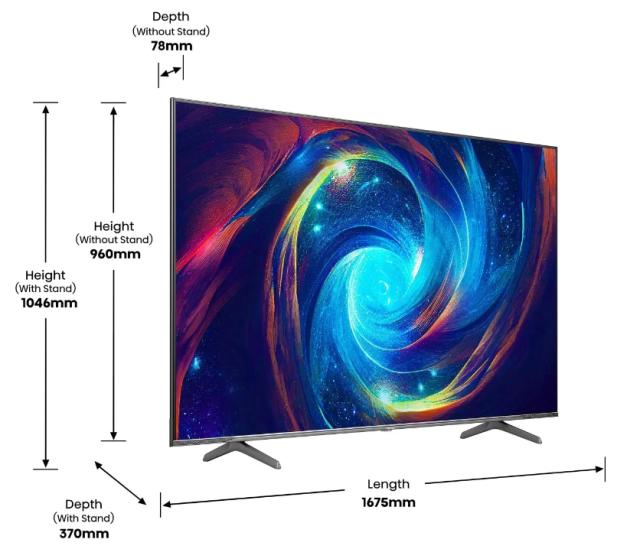 Телевизор Hisense 75" E7KQ Pro, 4K Ultra HD 3840x2160, QLED, Quantum Dot, 120Hz, HDR 10+ adaptive, HLG, Dolby Vision, DTS Virtual X, Smart TV, WiFi 5GHz, WiFi Direct, BT, Anyview Cast, 3xHDMI, 2xUSB, LAN, CI+, DVB-T2/C/S2, Black