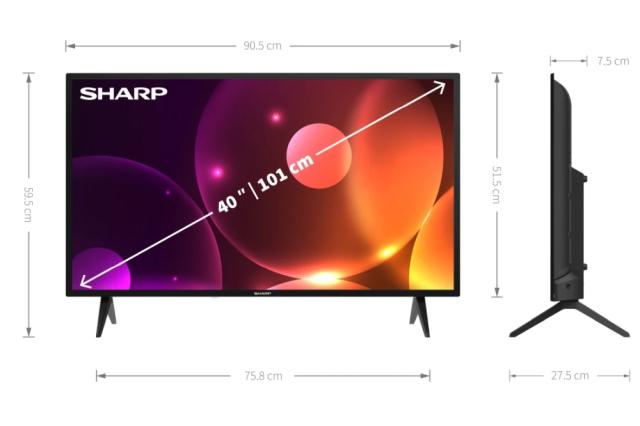 Телевизор Sharp 40FA2E, 40" LED  TV, FULL HD 1920x1080, DVB-T/T2/C/S/S2, Active Motion 100, 1 000 000:1, Speaker 2x8W, Dolby Digital, 3xHDMI, CI+, 2xUSB, Video/Audio input (3 x RCA), Hotel Mode, 2 pole Stand 