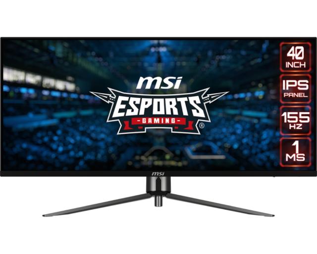 Монитор MSI MAG401QR, 40", 155Hz, 3440x1440 (UWQHD), IPS, Flat, 21:9, VESA DisplayHDR 400, Adaptive Sync, KVM, Gaming Intelligence APP, Night Vision, 2x HDMI, DP, 1 x Type-C (DP alt. with PD 65W), 2 x USB 2.0 Type-A, Tilt, PIP and PBP, VESA 100, 9S6-