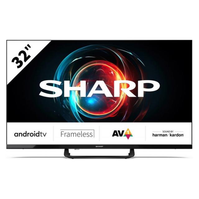 Телевизор Sharp 32FH8E, 32" LED Android TV, FULL HD 1920x1080 Frameless, 1 000 000:1, DVB-T/T2/C/S/S2, Active Motion 400, HARMAN/KARDON, Speaker 2x12W, Dolby Digital, Google Assistant, Chromecast Built-in, 3xHDMI, 3.5mm Headphone jack / line-out, 2xU