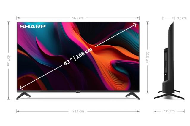 Телевизор Sharp 43GL4260, 43" LED  Google TV, 4K Ultra HD 3840x2160 Frameless, AQUOS, 1 000 000:1, DVB-T/T2/C/S/S2, Active Motion 1000, HDR10, Dolby Atmos, Dolby Vision, Google Assistant, Chromecast Built-in, HDMI 2.1 with eARC, 3.5mm Headphone jack 