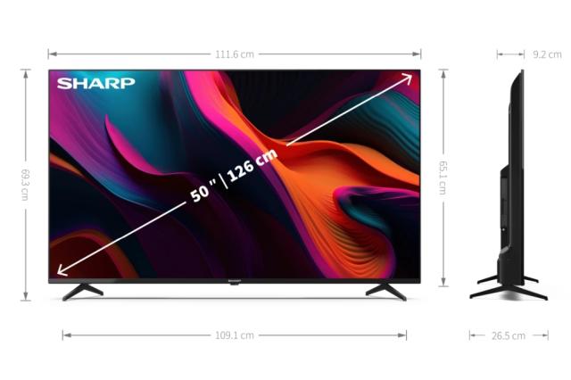 Телевизор Sharp 50GL4260E, 50" LED  Google TV, 4K Ultra HD 3840x2160 Frameless, AQUOS, 1 000 000:1, DVB-T/T2/C/S/S2, Active Motion 1000, HDR10, Dolby Atmos, Dolby Vision, Google Assistant, Chromecast Built-in, HDMI 2.1 with eARC, 3.5mm Headphone jack