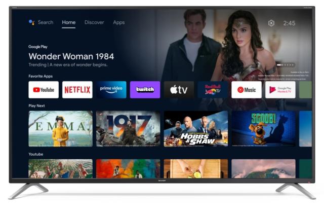 Телевизор Sharp 55EL2EA, 55" LED  Android TV, 4K Ultra HD 3840x2160 Frameless, 1 000 000:1, DVB-T/T2/C/S/S2, Active Motion 600, 2x10W (8 ohm), HDR10, harman/kardon, Dolby Vision, DTS:X, Google Assistant, Chromecast Built-in, HDMI 2.1 with eARC, SD ca