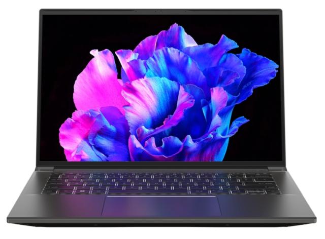 Лаптоп Acer Swift X, SFX14-71G-70TE, Core i7-13700H 14C (up to 5.0GHz, 24MB), 14.5" (36.83 cm) WQXGA OLED,120Hz, NVIDIA GeForce RTX3050 6GB, 16GB LPDDR5, 1TB SSD, Backlit KB, Windows 11 Pro 